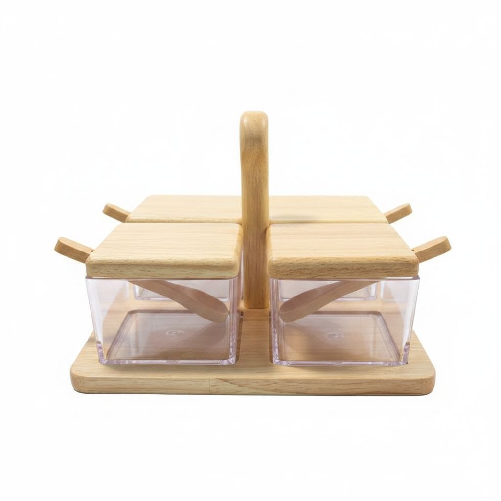 akasi-57 اردو خوری اکرولیک چوبی چهار خانه قاشق دار کد 41841 - Image 1